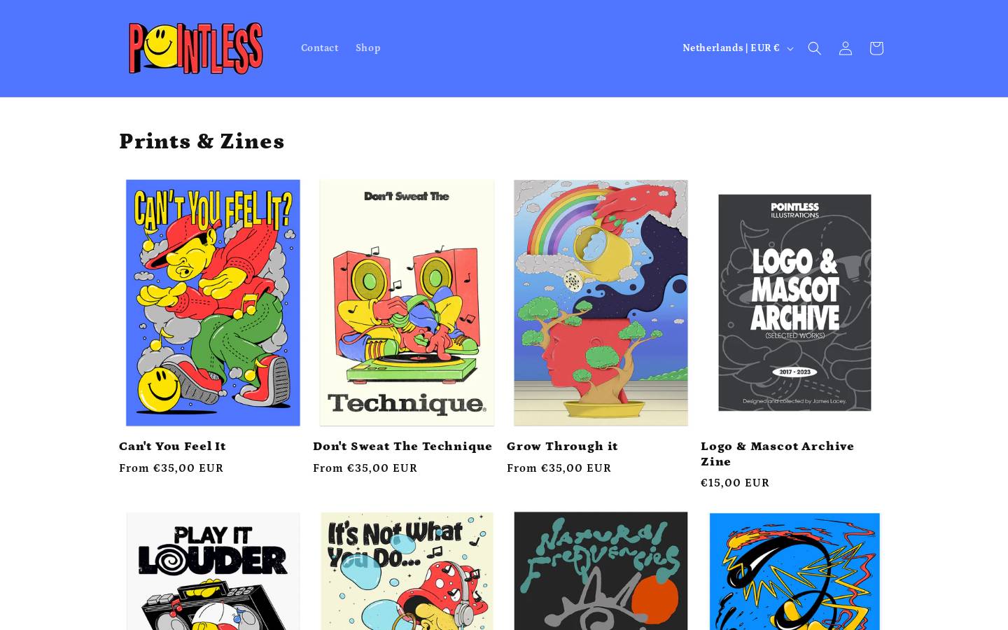 pointless-illustrations.com homepage screenshot