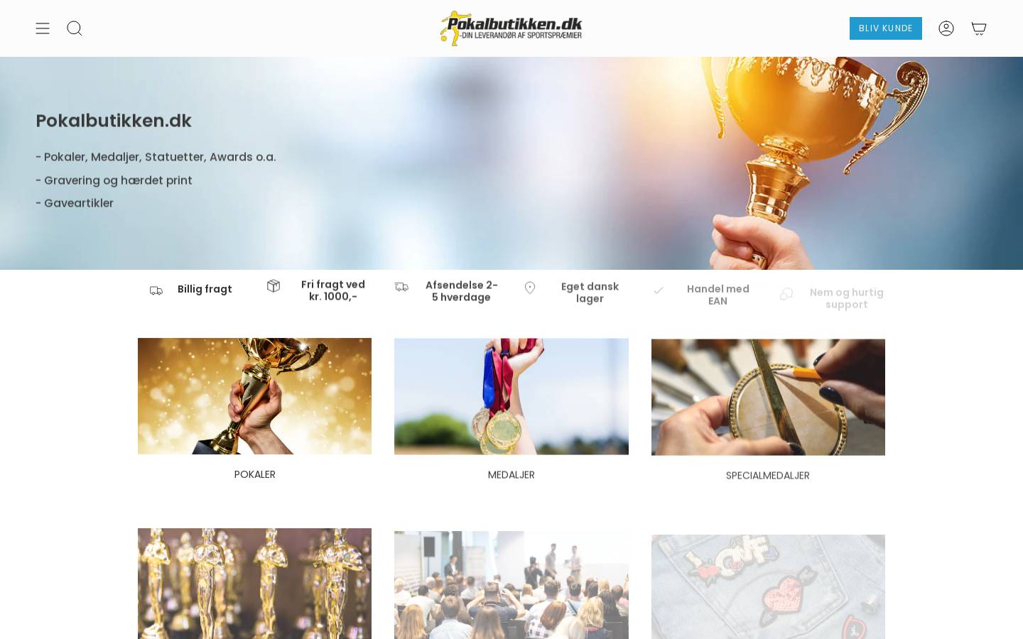 Pokalbutikken.dk homepage screenshot
