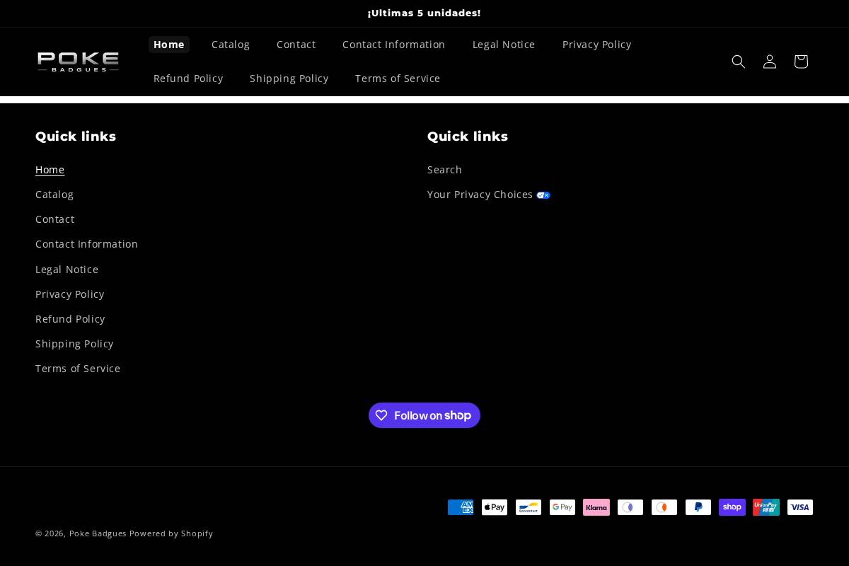 pokebadgues.shop homepage screenshot