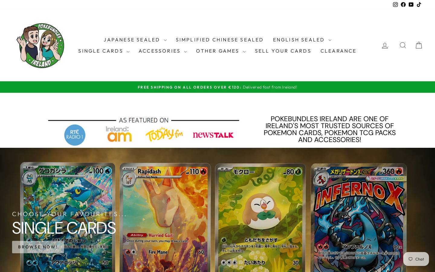 Pokebundles Ireland homepage screenshot