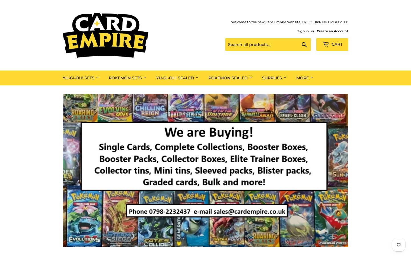 pokemoncardstore.com homepage screenshot