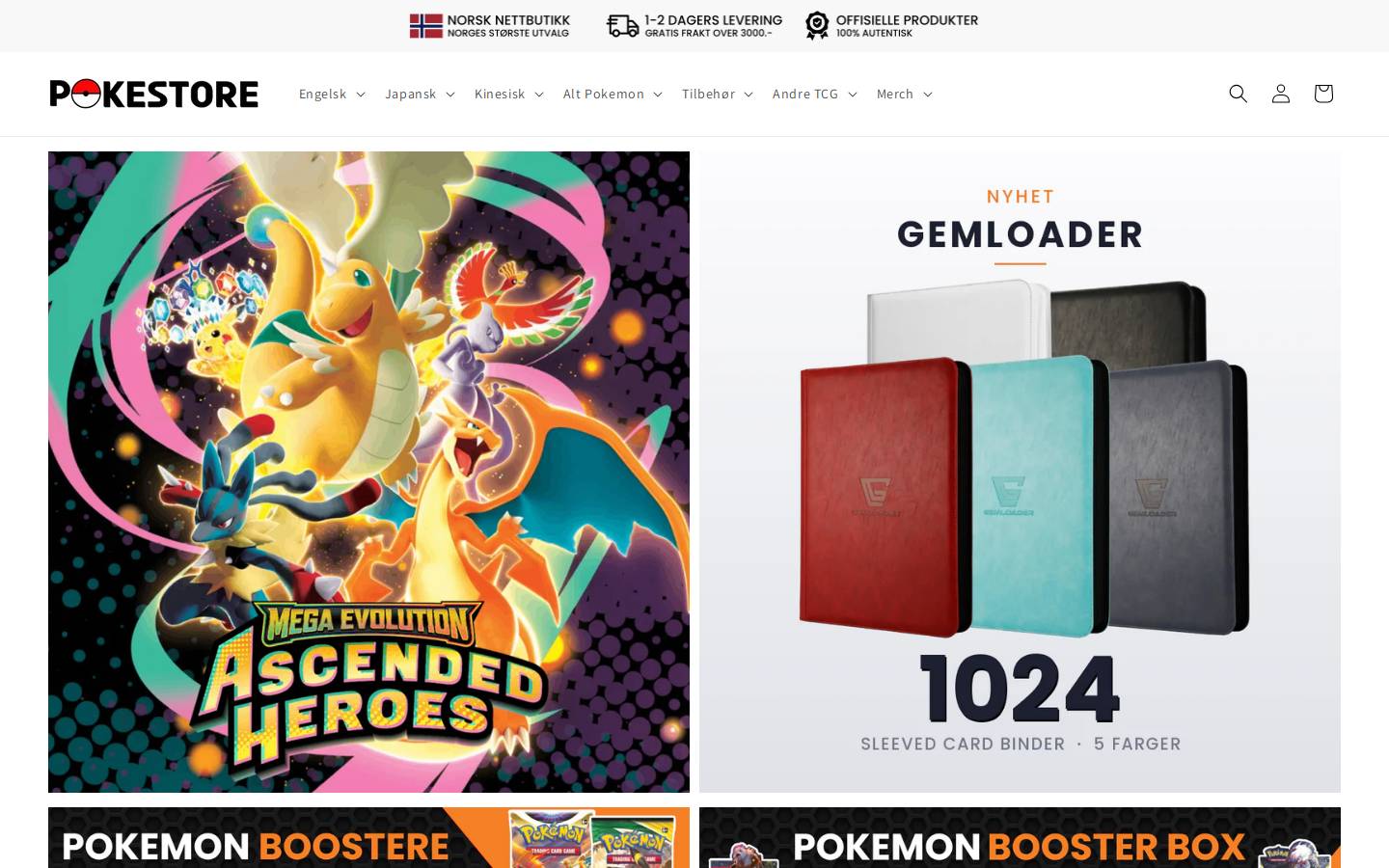 Pokestore homepage screenshot