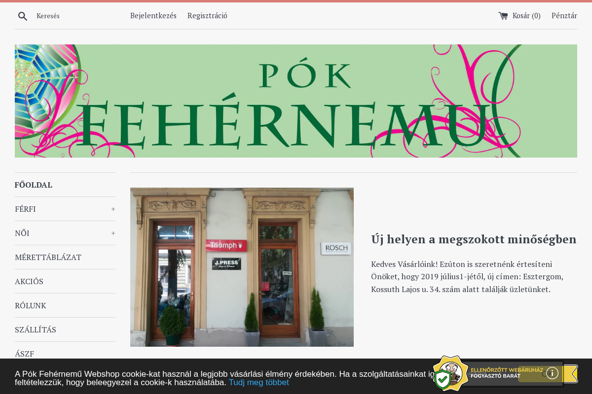 Pók Fehérnemű homepage screenshot