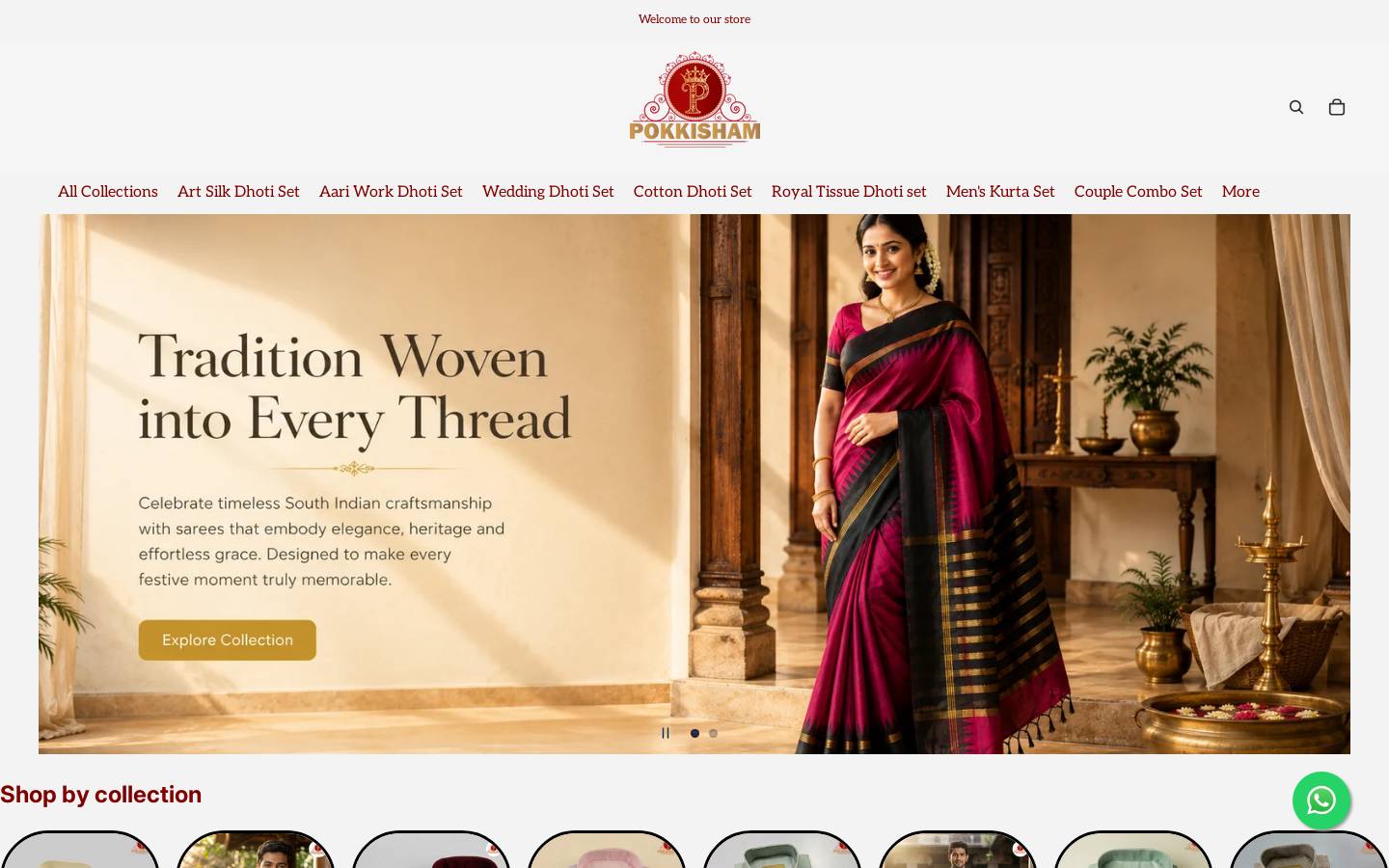 pokkishamsilks.com homepage screenshot