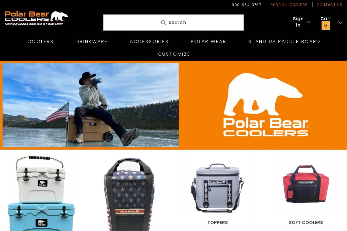 polarbearcoolers.com homepage screenshot
