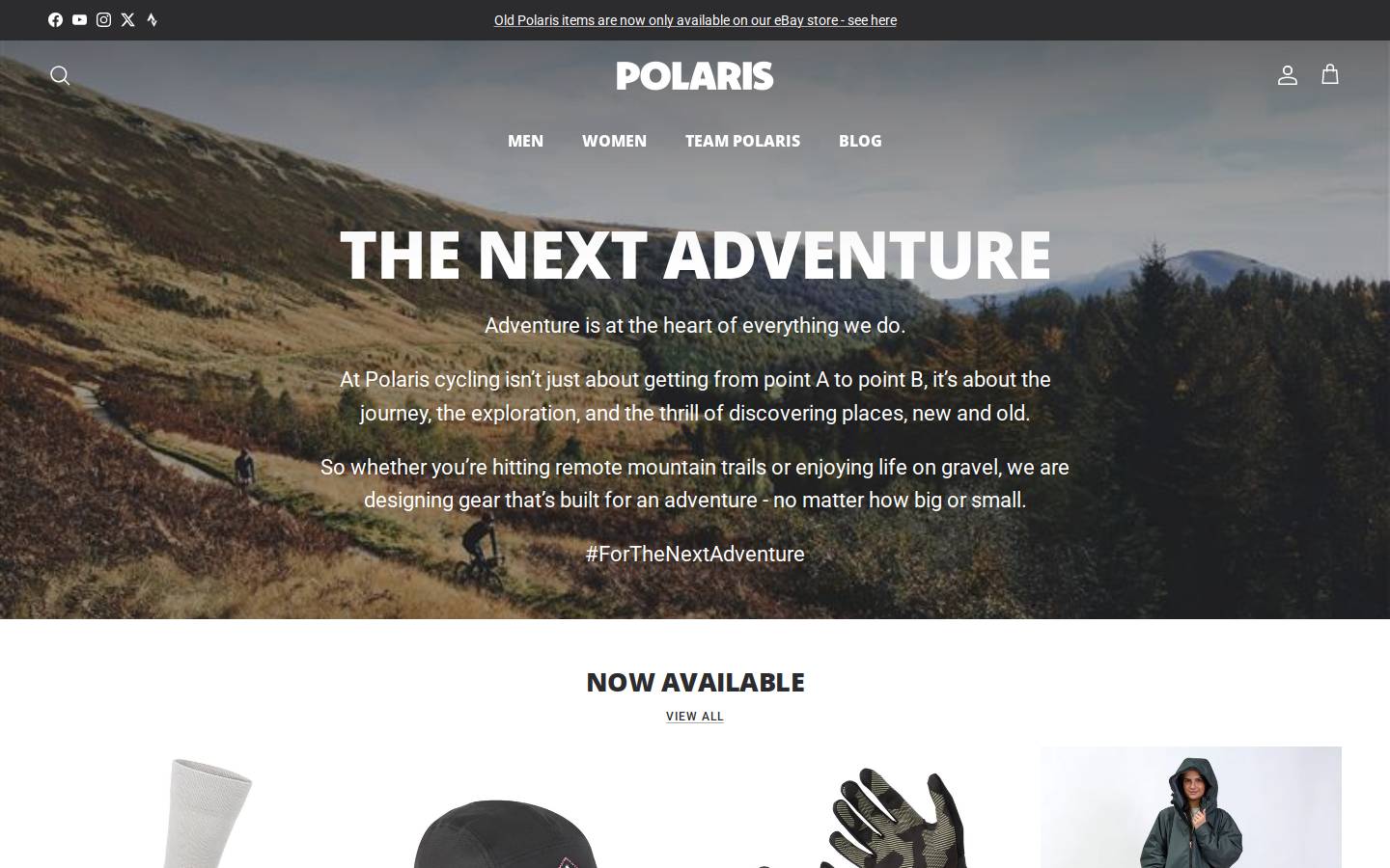 Polaris Bikewear homepage screenshot