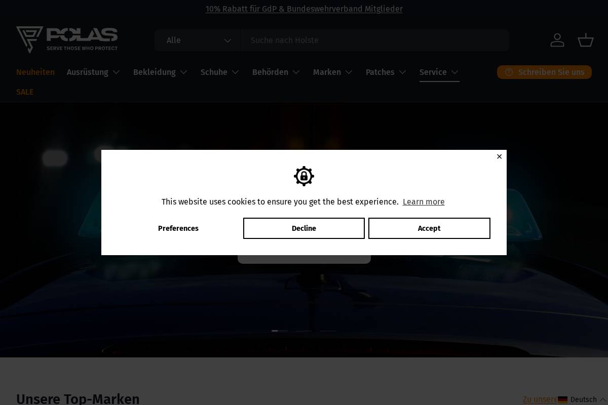 Polas homepage screenshot