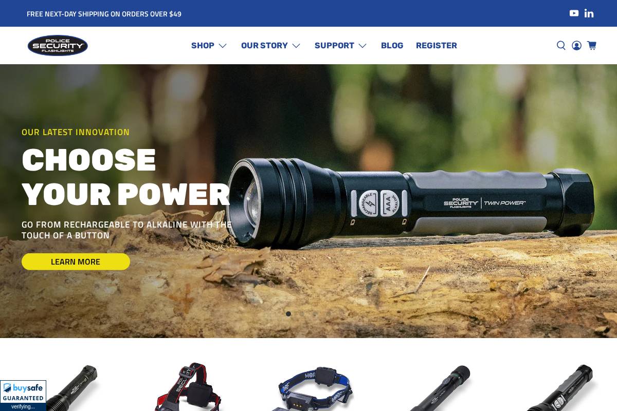 Police Security Flashlights homepage screenshot