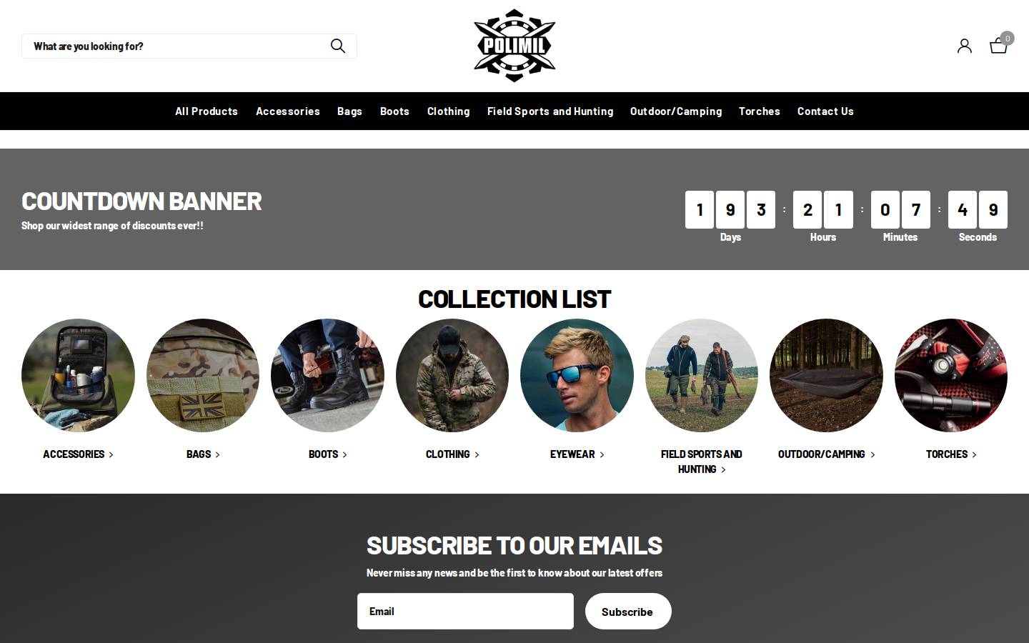 Polimil homepage screenshot