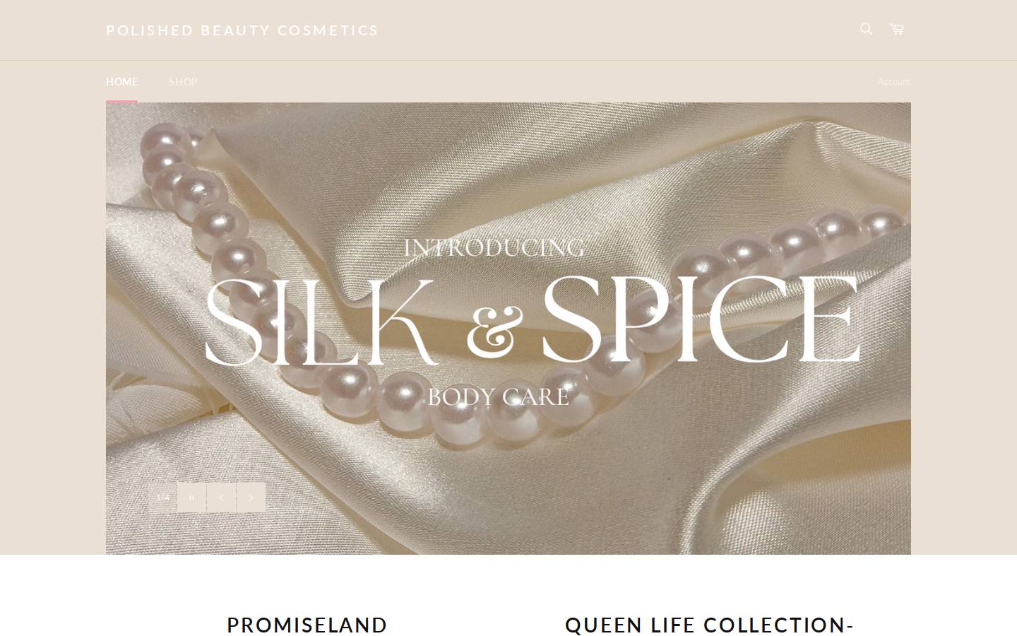 polishedbeautycosmetics.com homepage screenshot