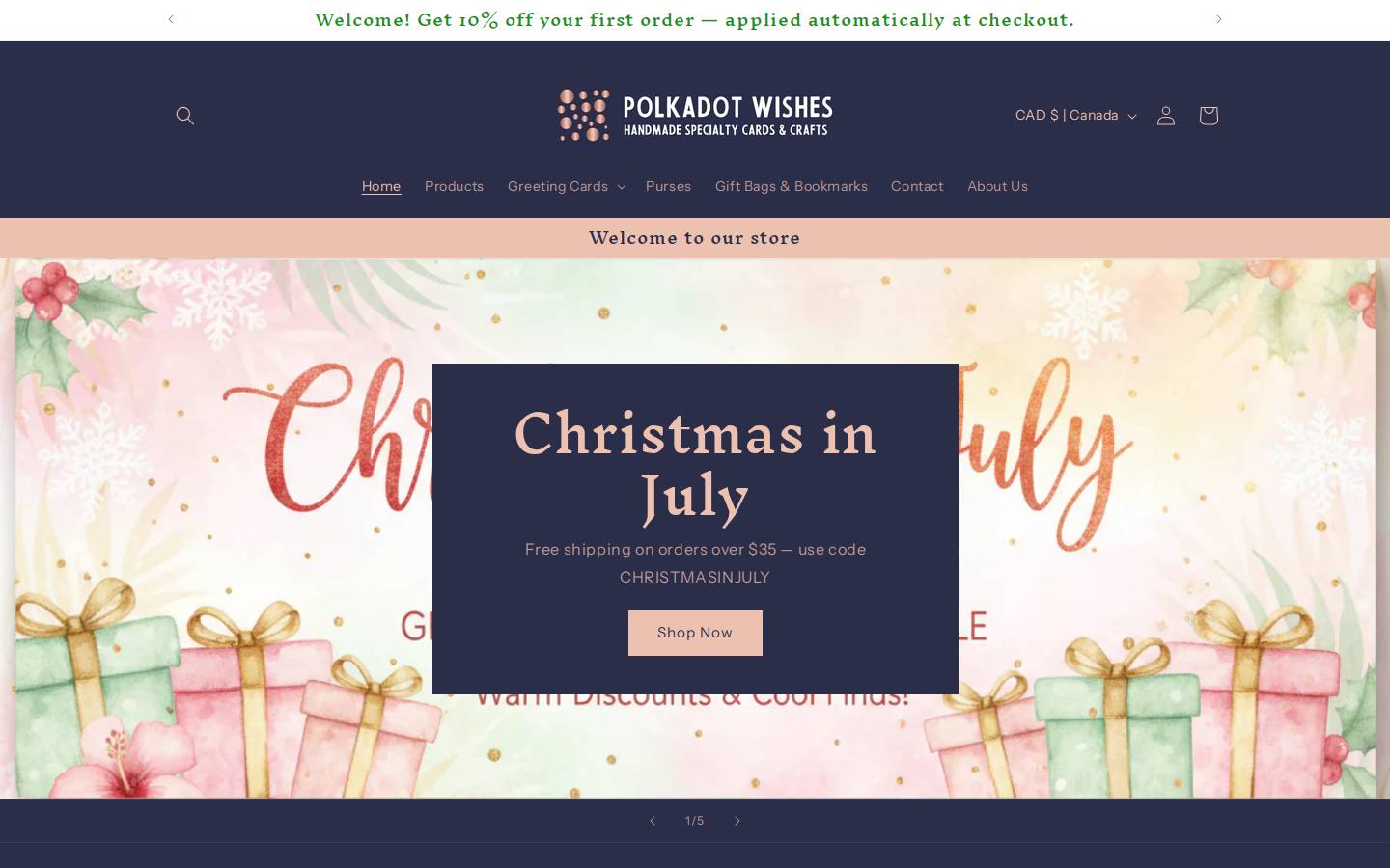 polkadotwishes.com homepage screenshot
