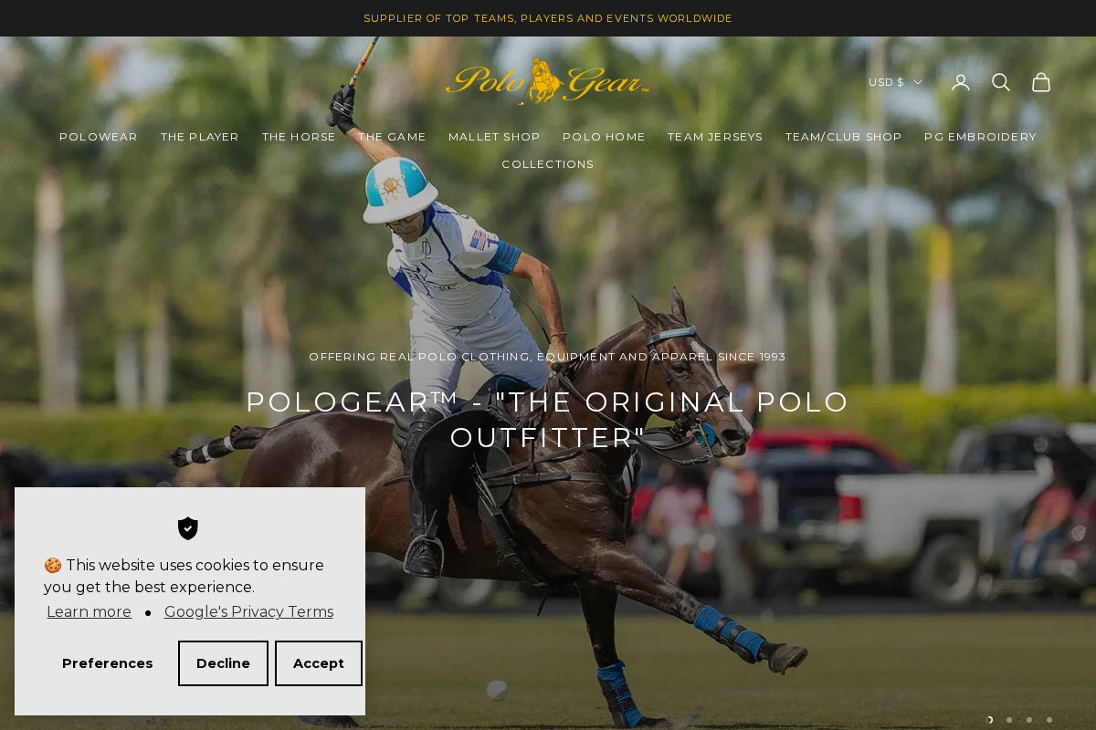Polo Gear homepage screenshot