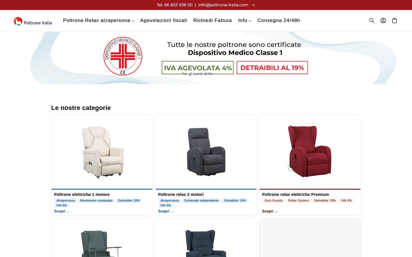 Poltrone-Italia homepage screenshot