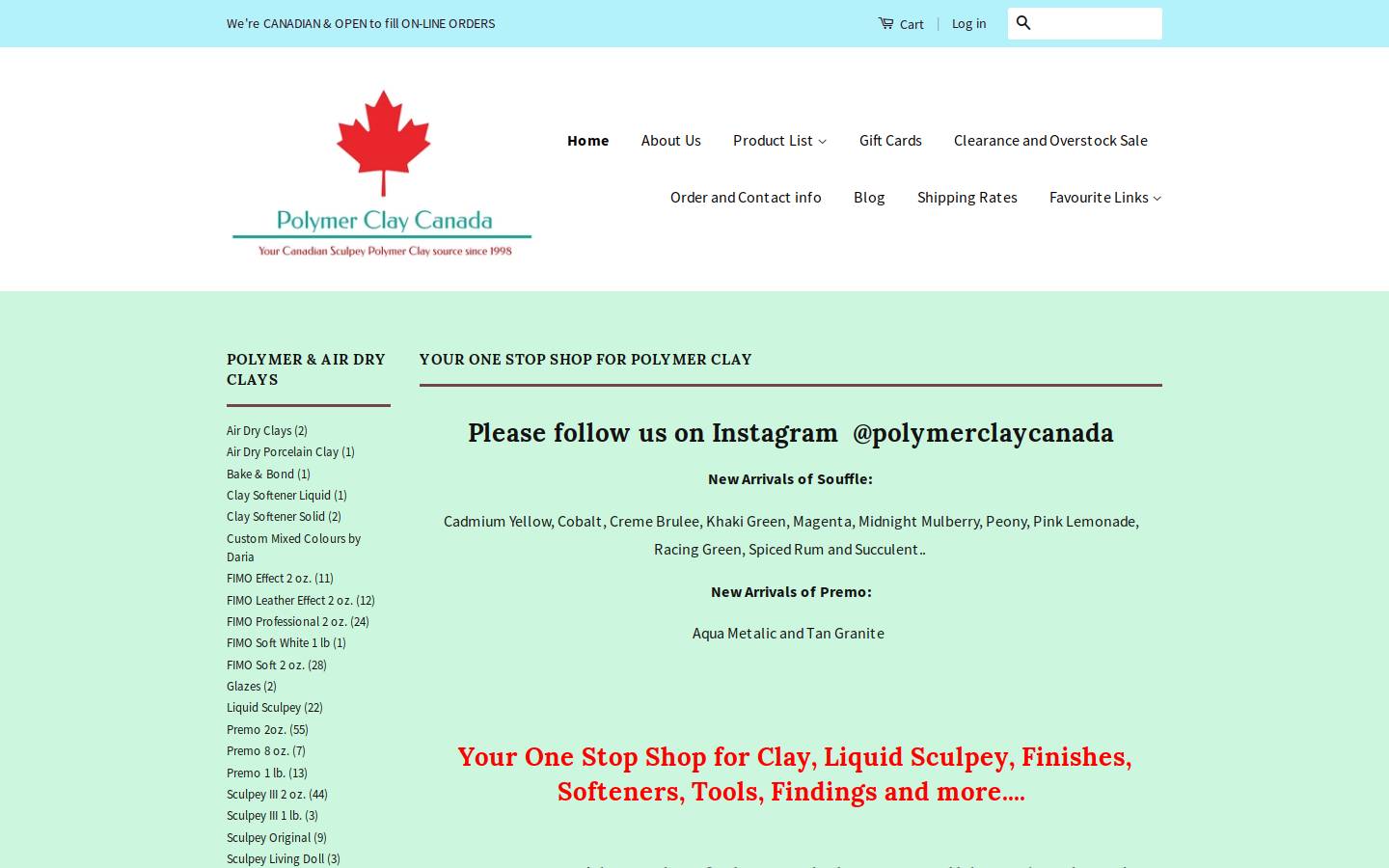 polymerclaycanada.com homepage screenshot