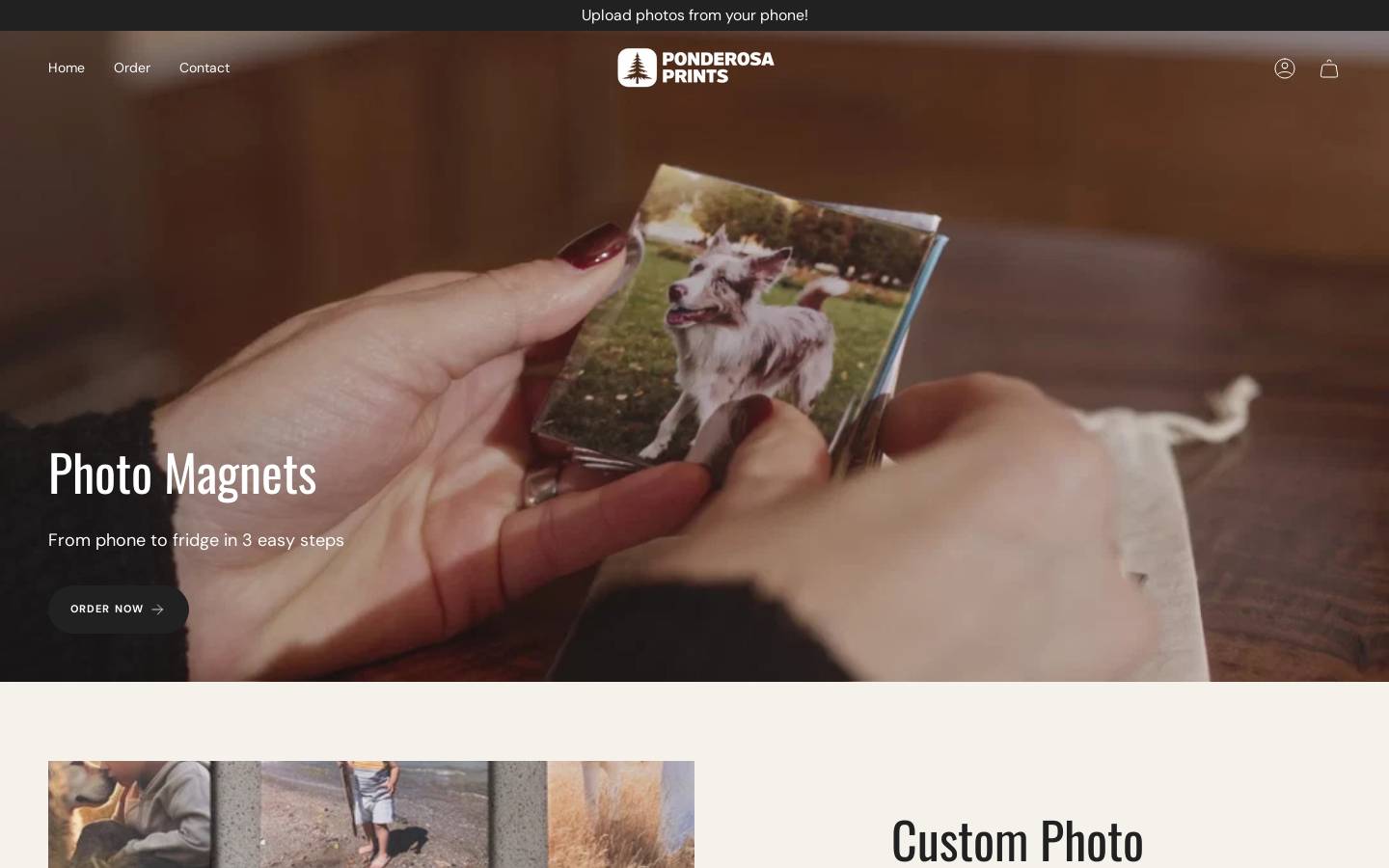 ponderosaprints.com homepage screenshot
