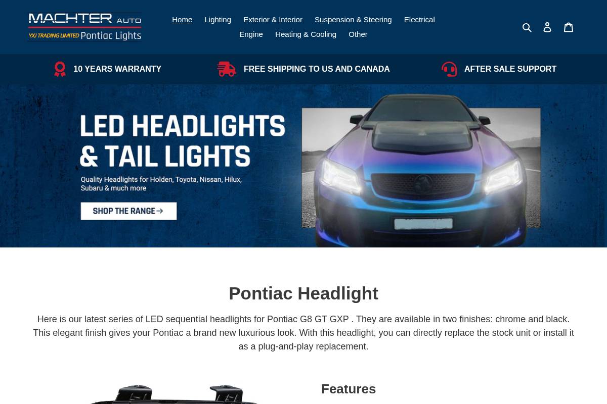 pontiacheadlights.com homepage screenshot
