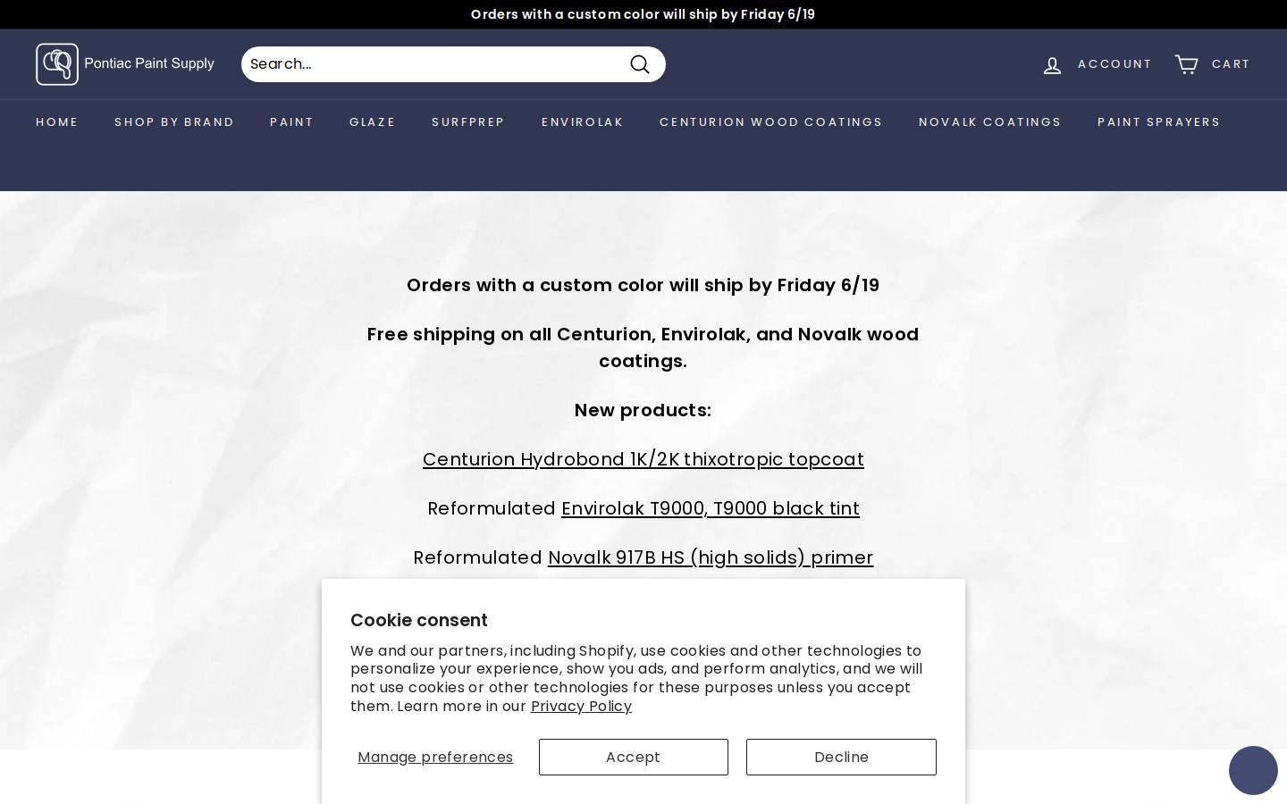 pontiacpaintsupply.com homepage screenshot