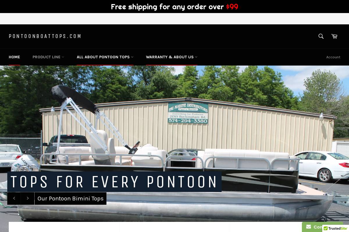 pontoonboattops.com homepage screenshot