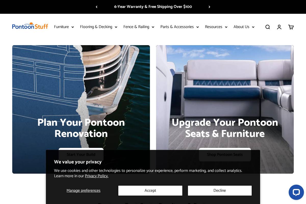 pontoonstuff.com homepage screenshot