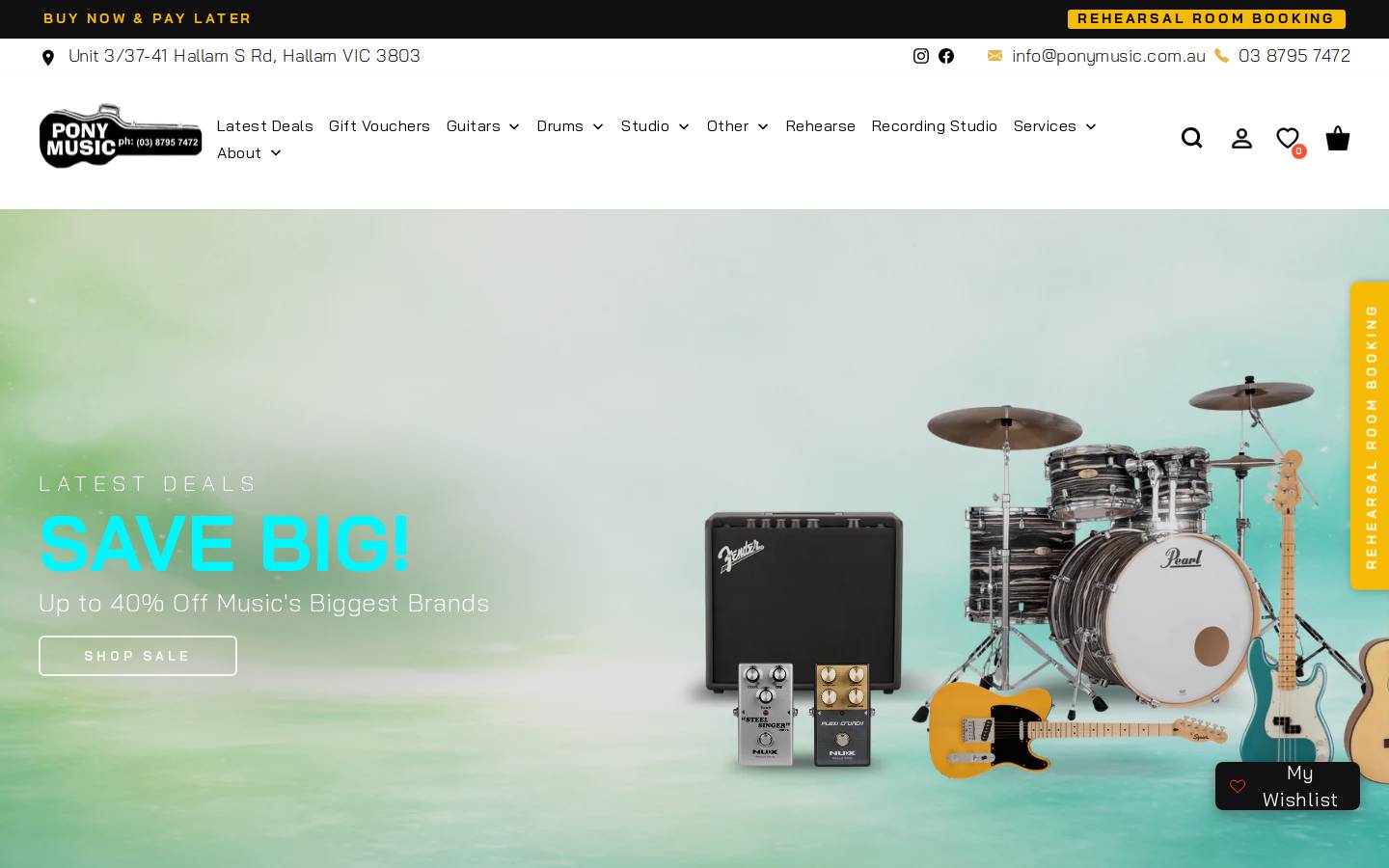 ponymusic.com.au homepage screenshot
