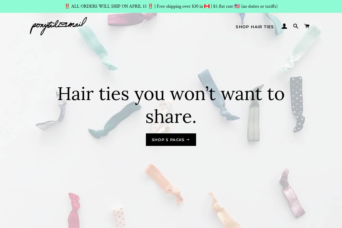 ponytailmail.ca homepage screenshot