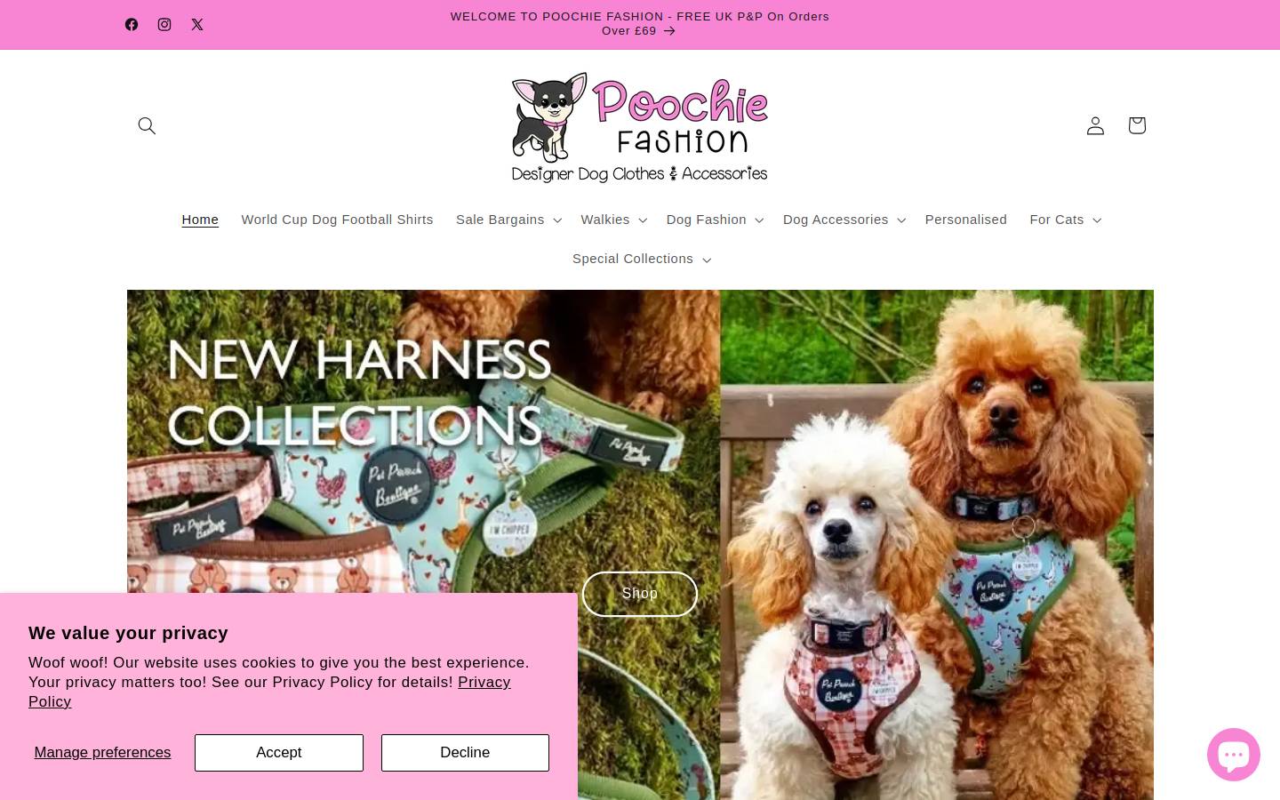 poochiefashion.com homepage screenshot