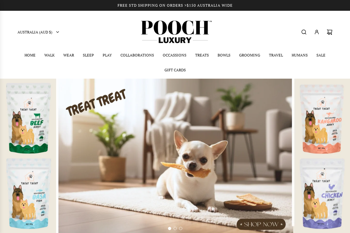 Pooch Luxury homepage screenshot