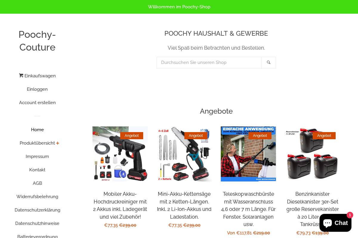 Poochy Online homepage screenshot
