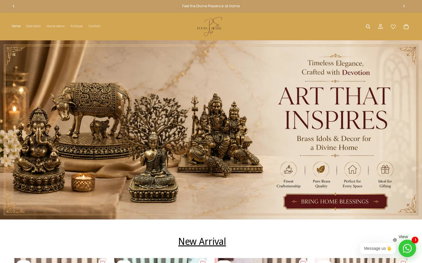poojasilverart.com homepage screenshot