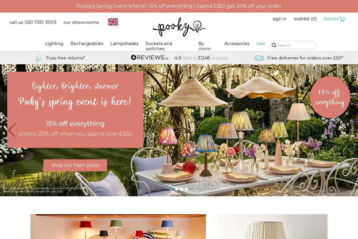 Pooky homepage screenshot