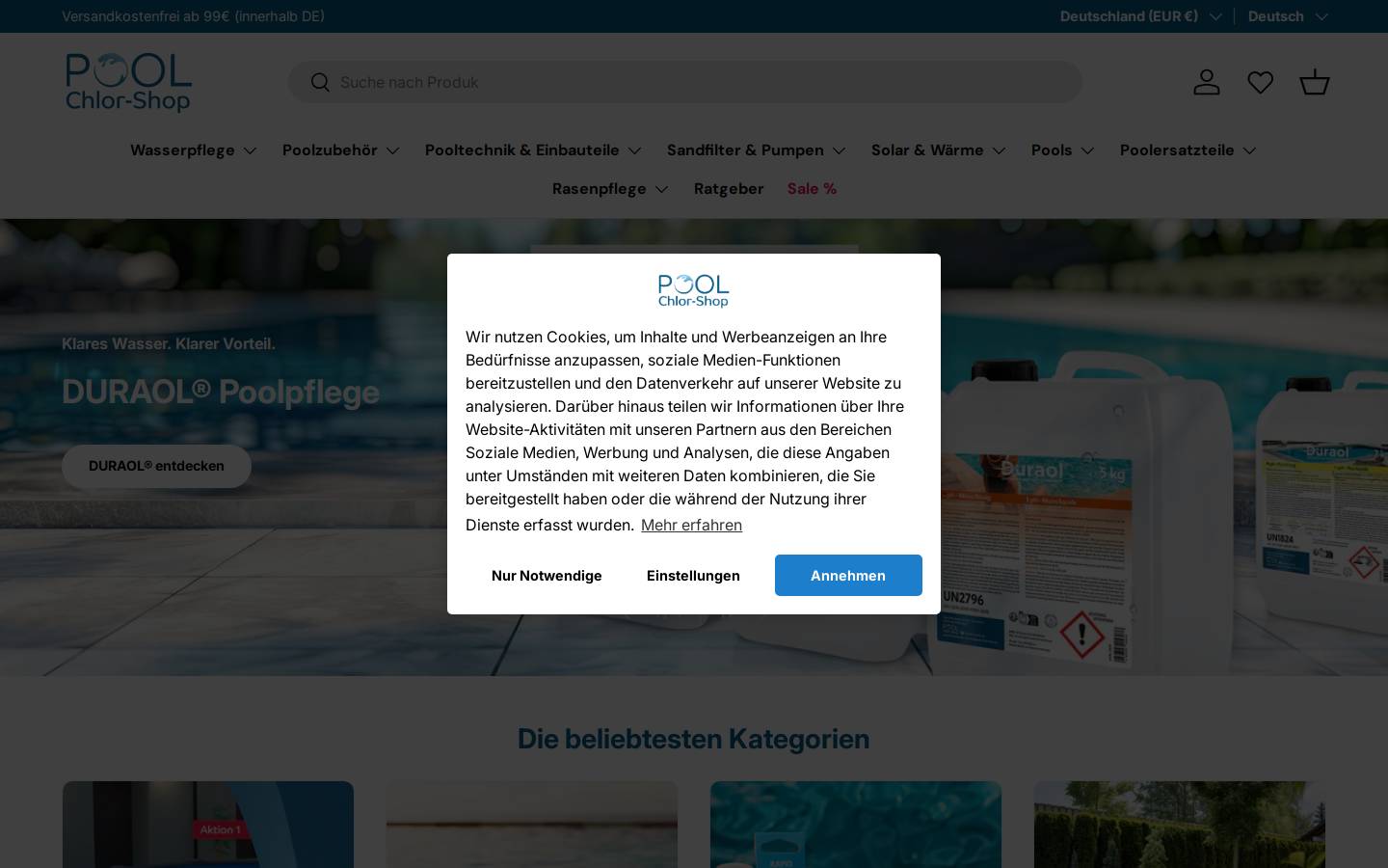 Pool Chlor-shop homepage screenshot