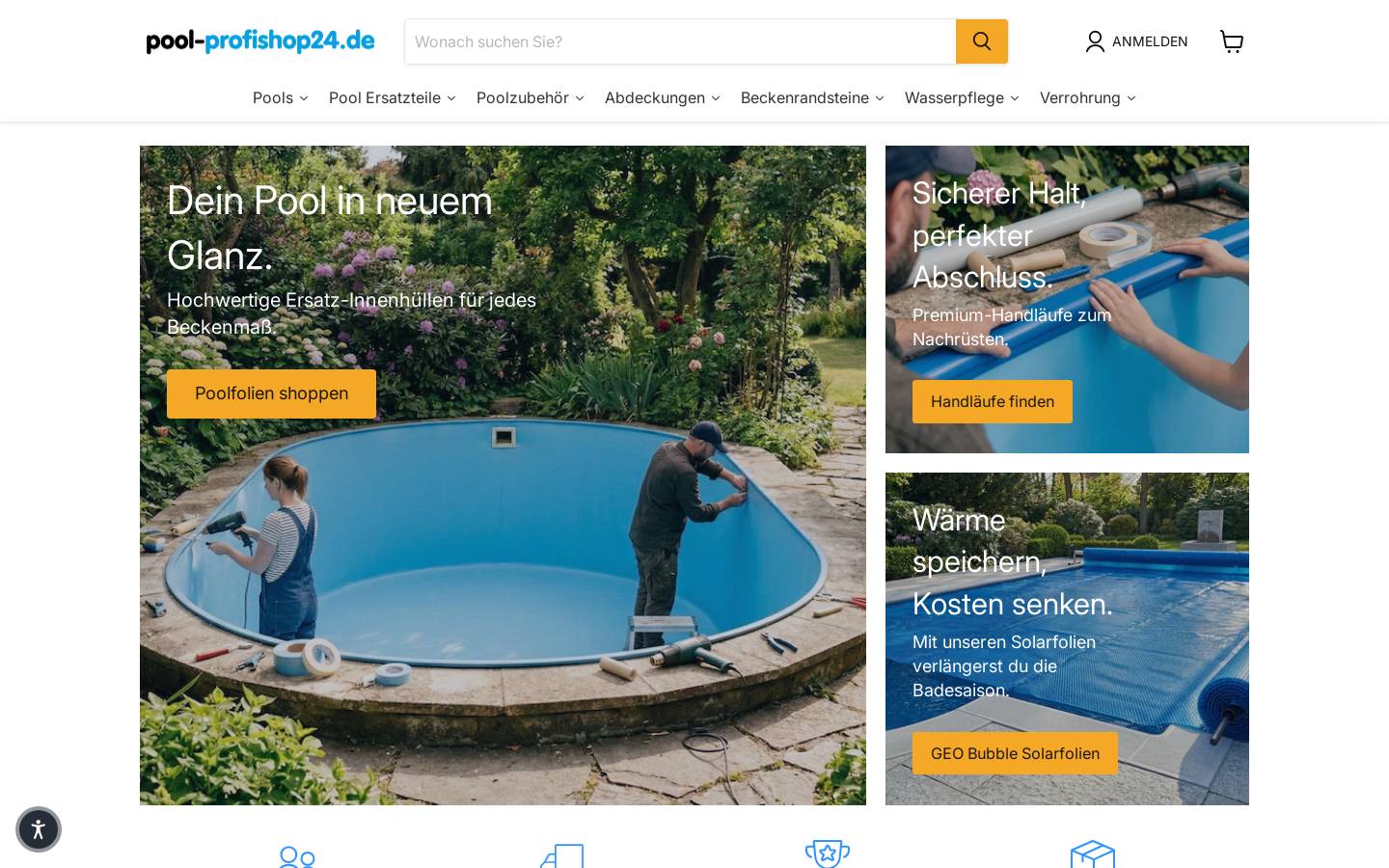 SAXONICA - Pool Profishop homepage screenshot