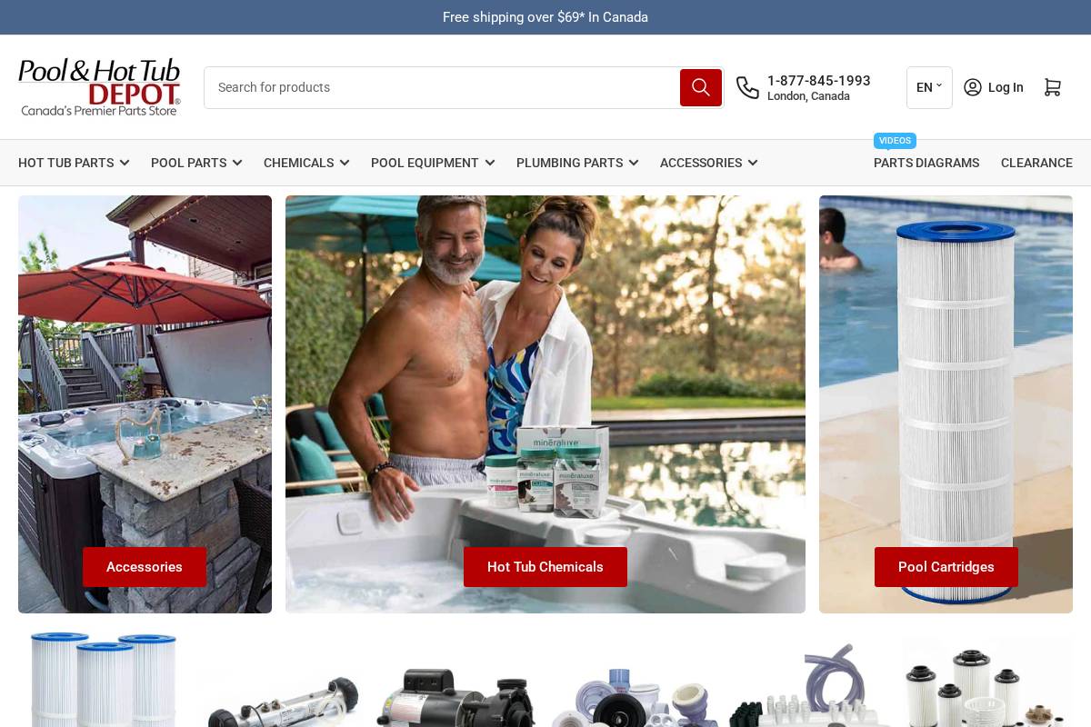 Pool and hot tub depot homepage screenshot