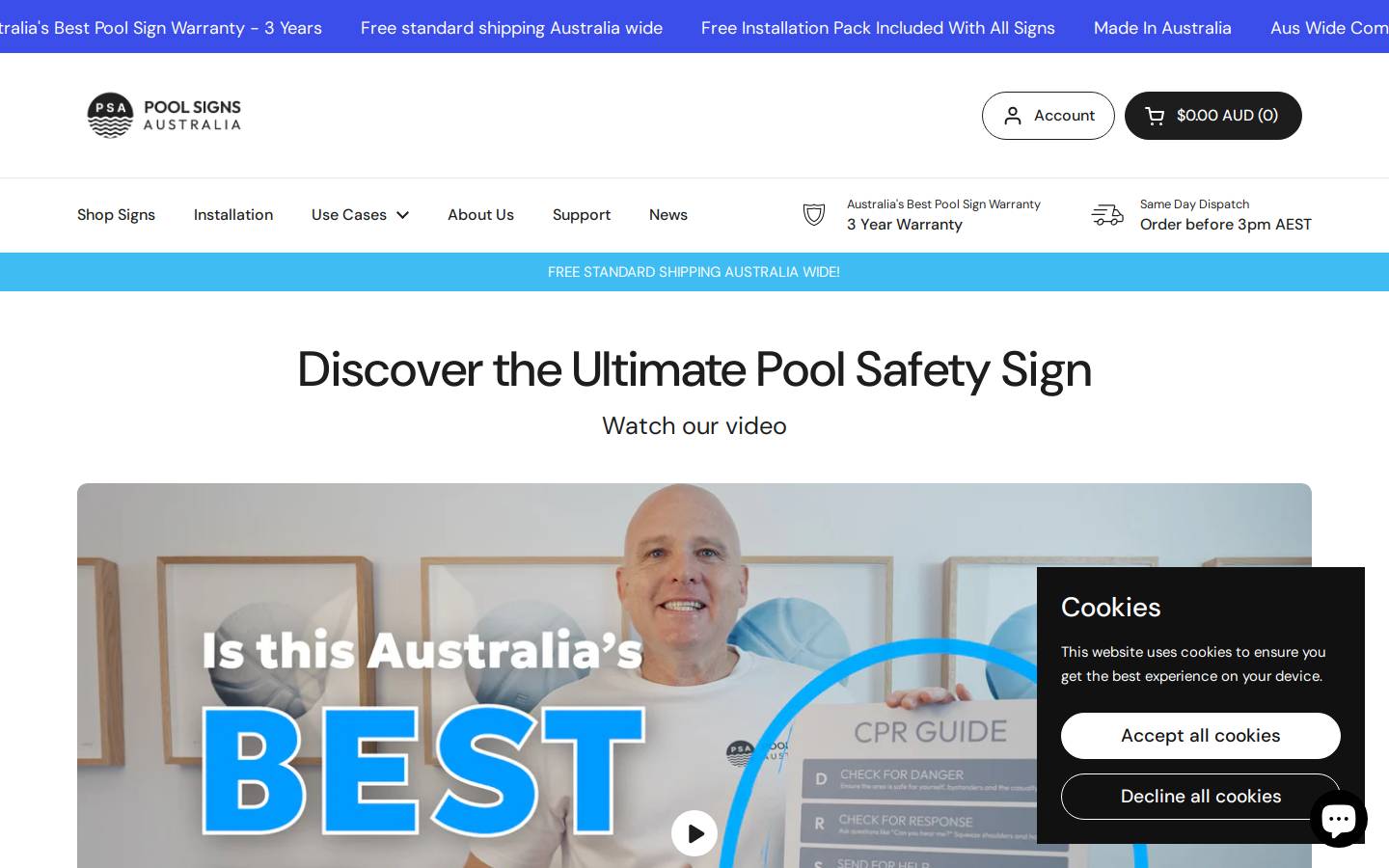 poolsigns.com.au homepage screenshot