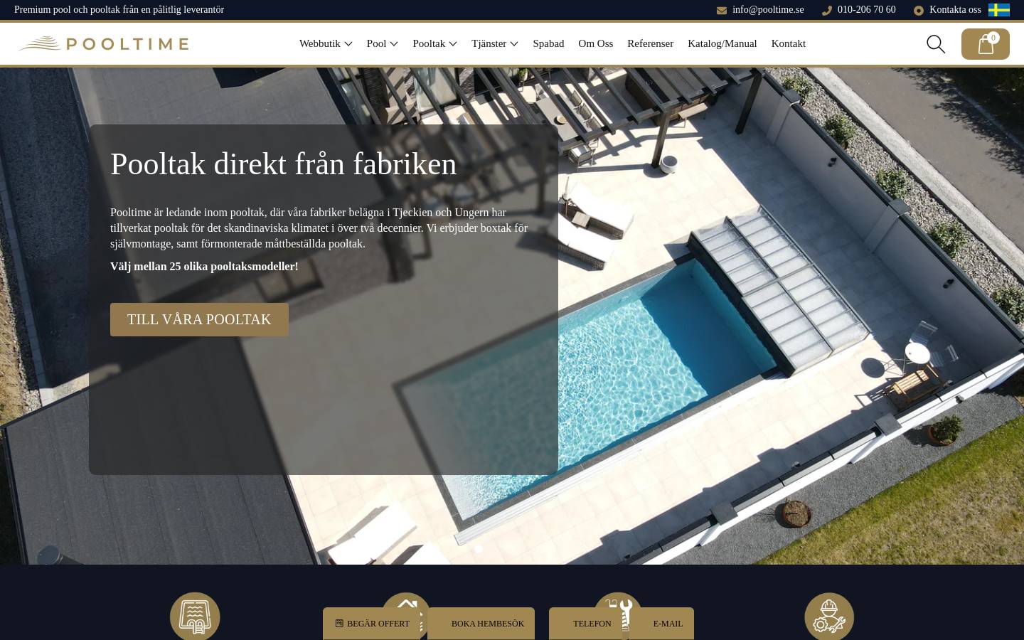 Pooltime.se homepage screenshot