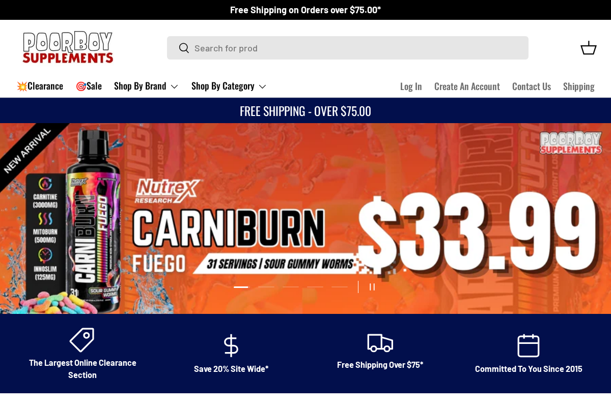 PoorBoySupplements homepage screenshot