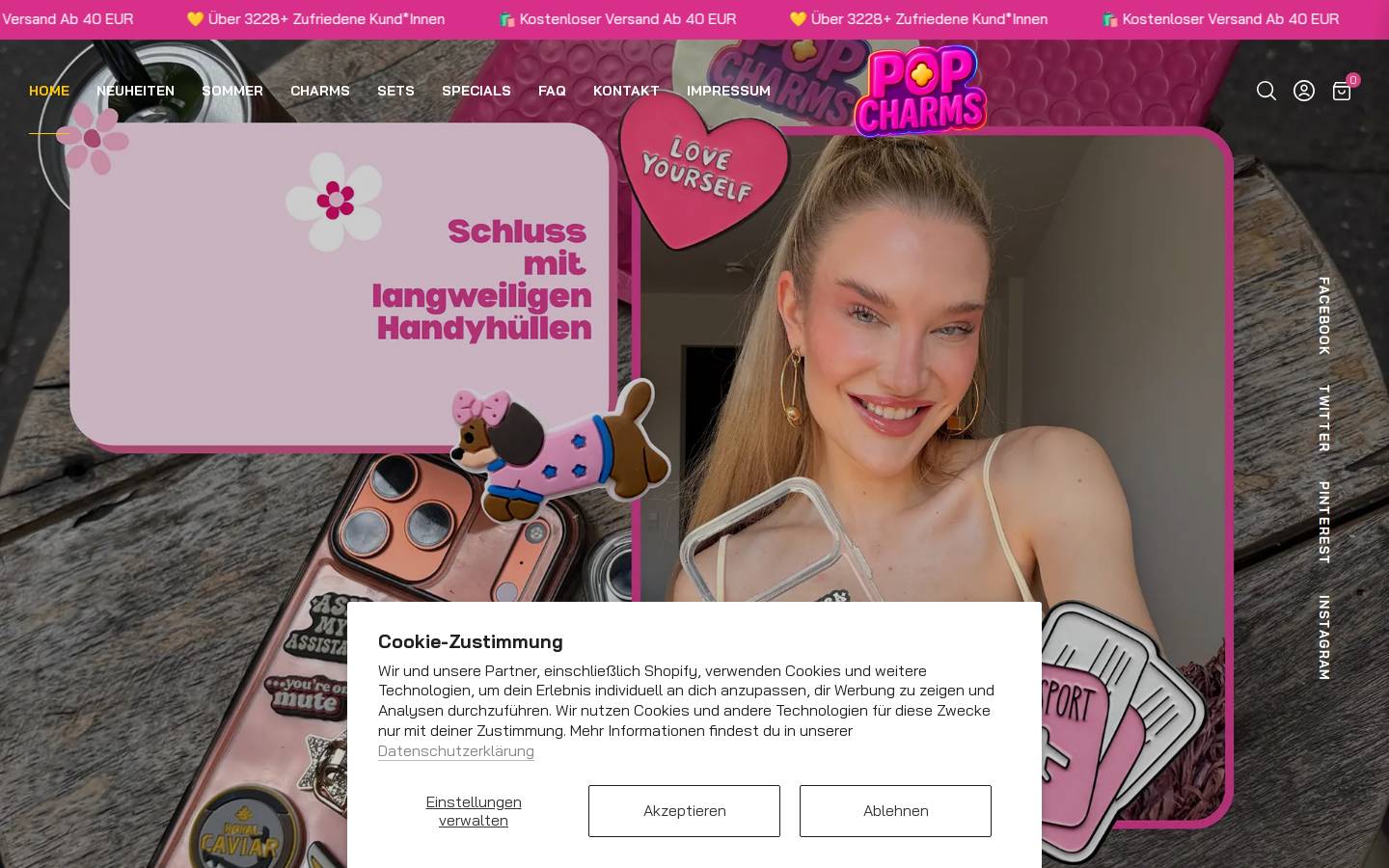 pop-charms.de homepage screenshot
