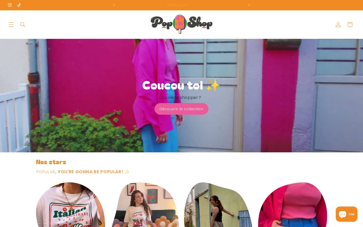 Pop Shop homepage screenshot