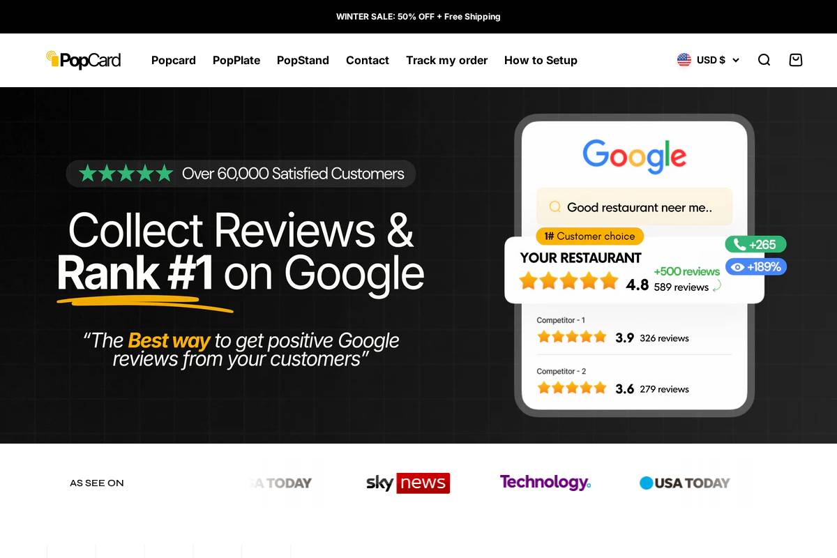 Popcard homepage screenshot