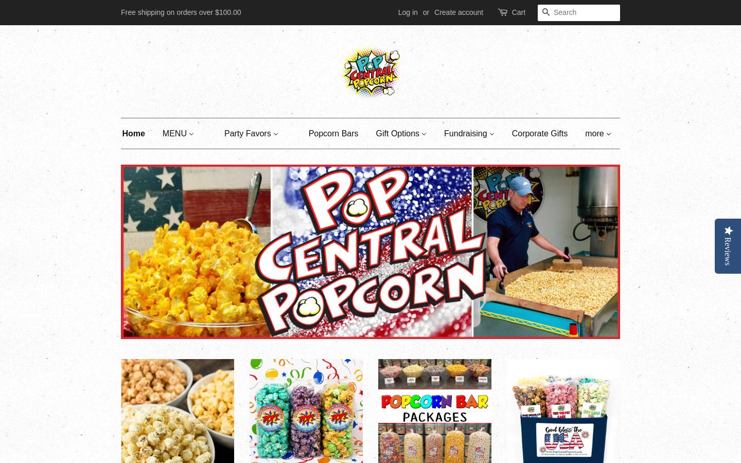 popcentralpopcorn.com homepage screenshot