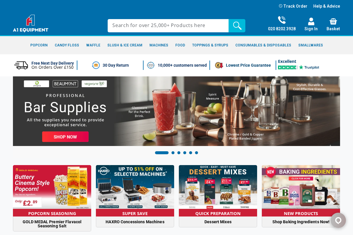 A1 Equipment homepage screenshot