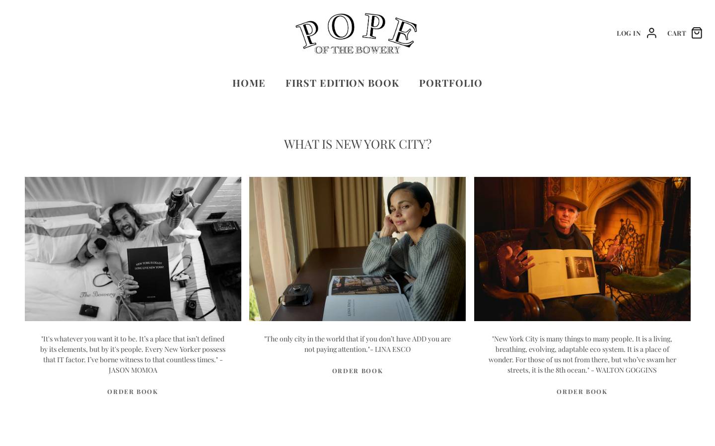 popeofthebowery.com homepage screenshot