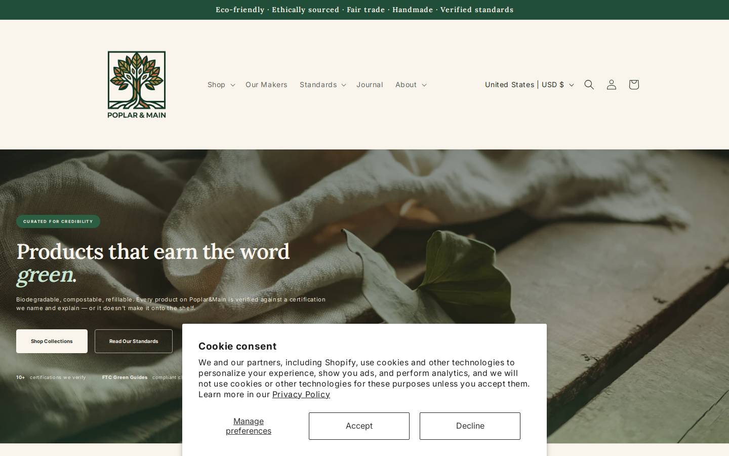 poplarandmain.com homepage screenshot