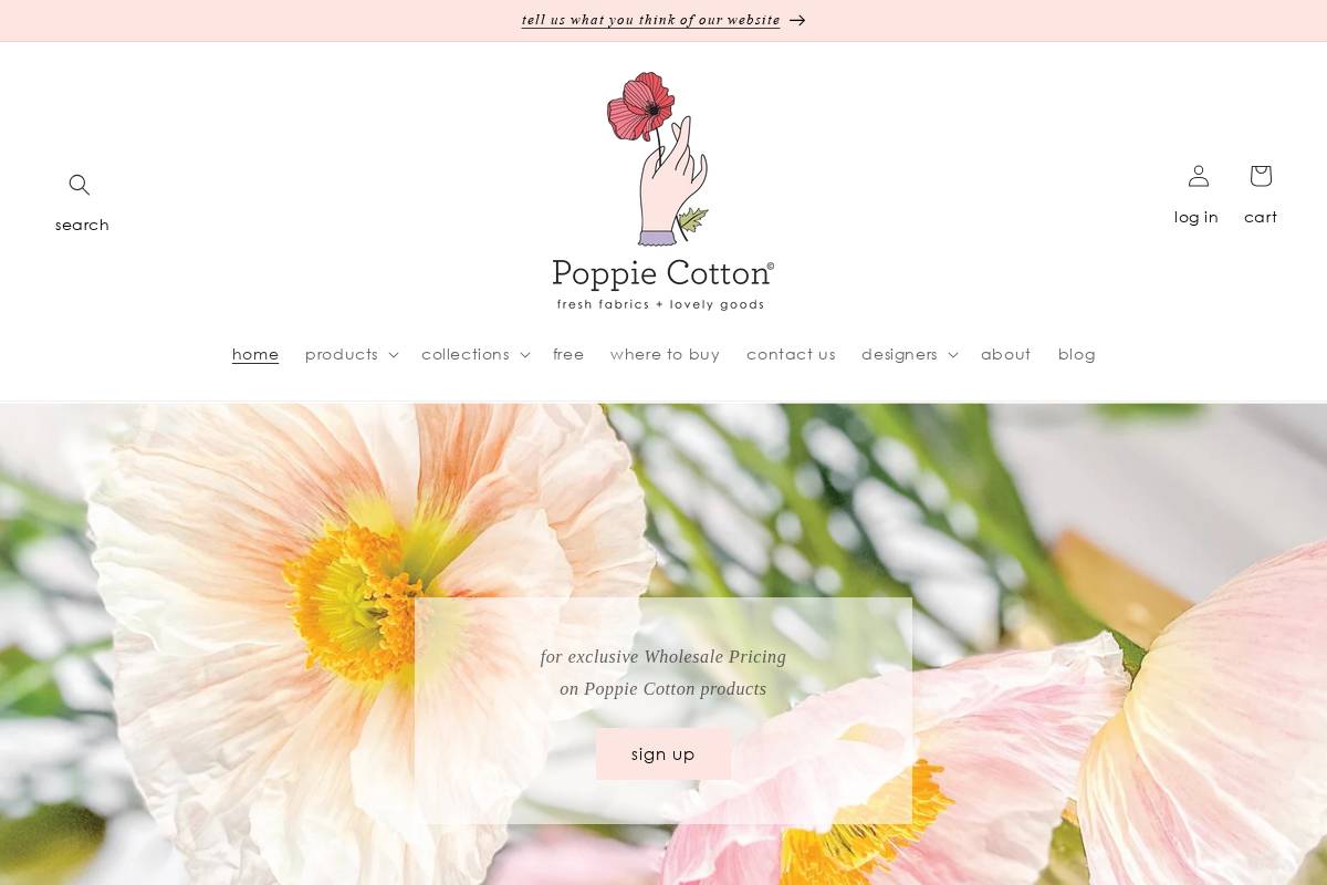poppiecotton.com homepage screenshot