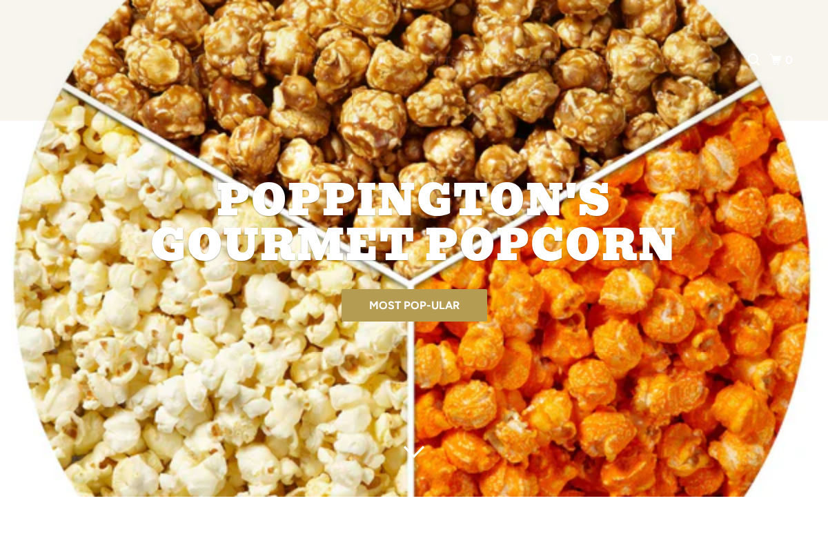 Poppington's Gourmet Popcorn homepage screenshot