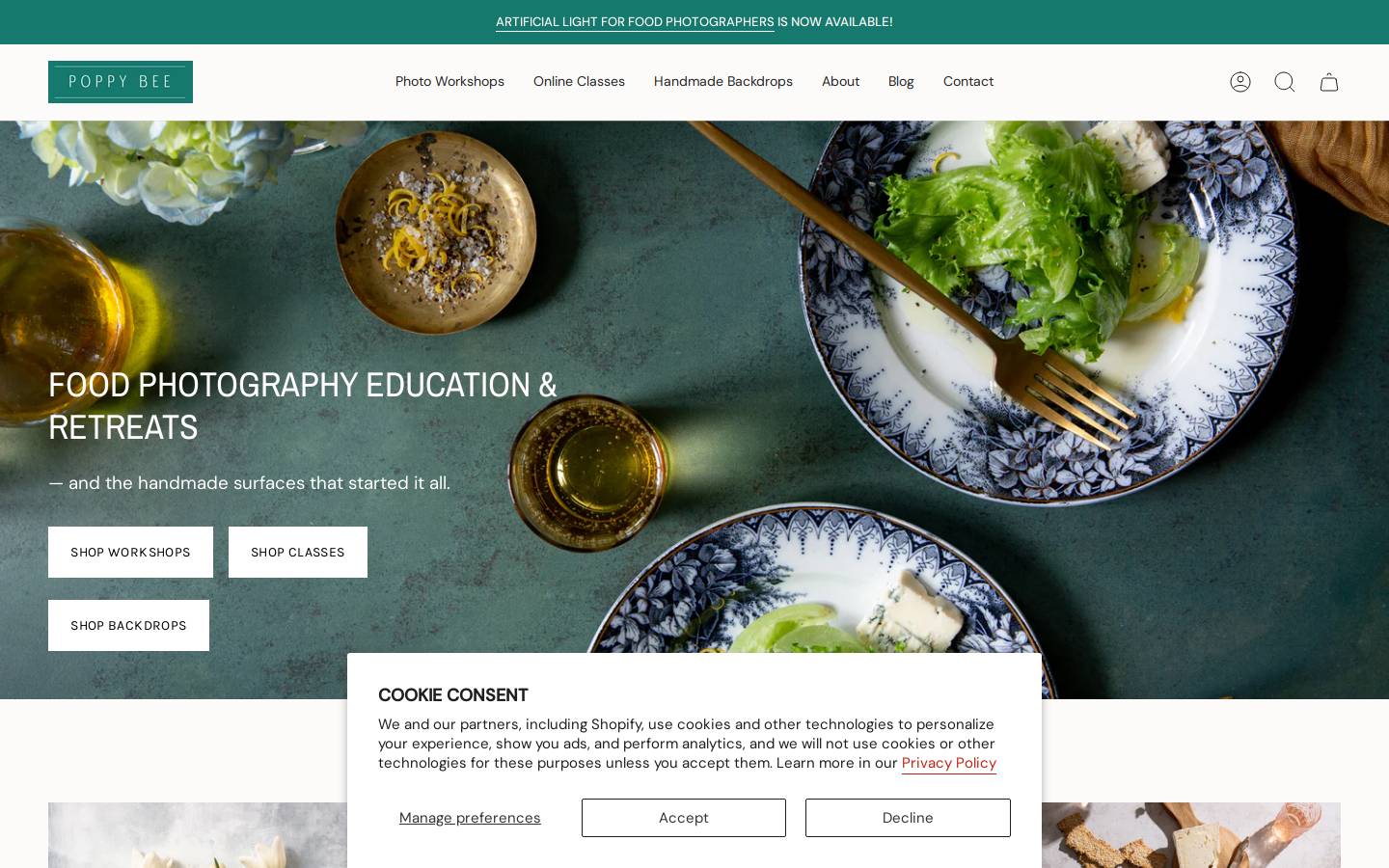 poppybeesurfaces.com homepage screenshot