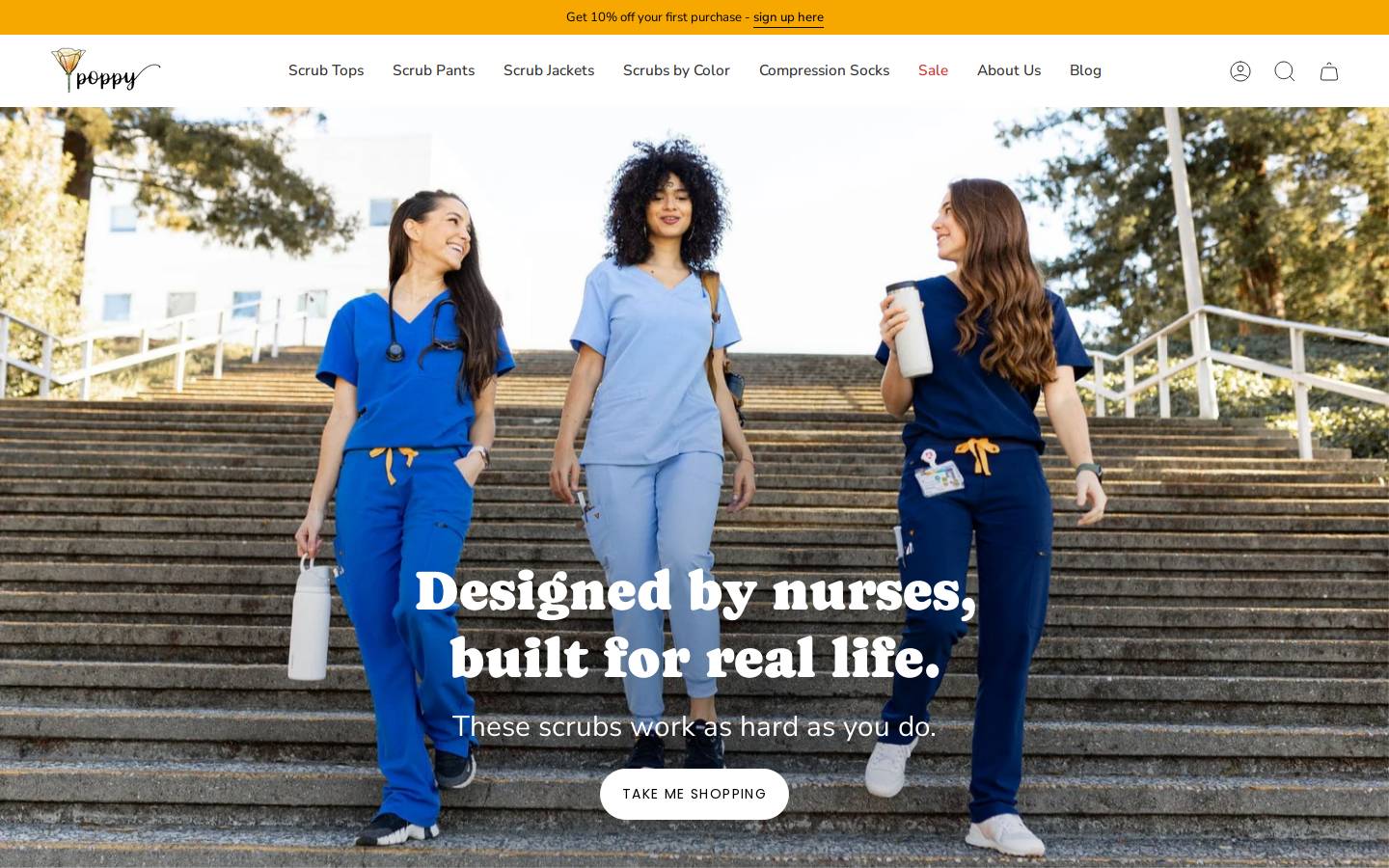 Poppyscrubs homepage screenshot
