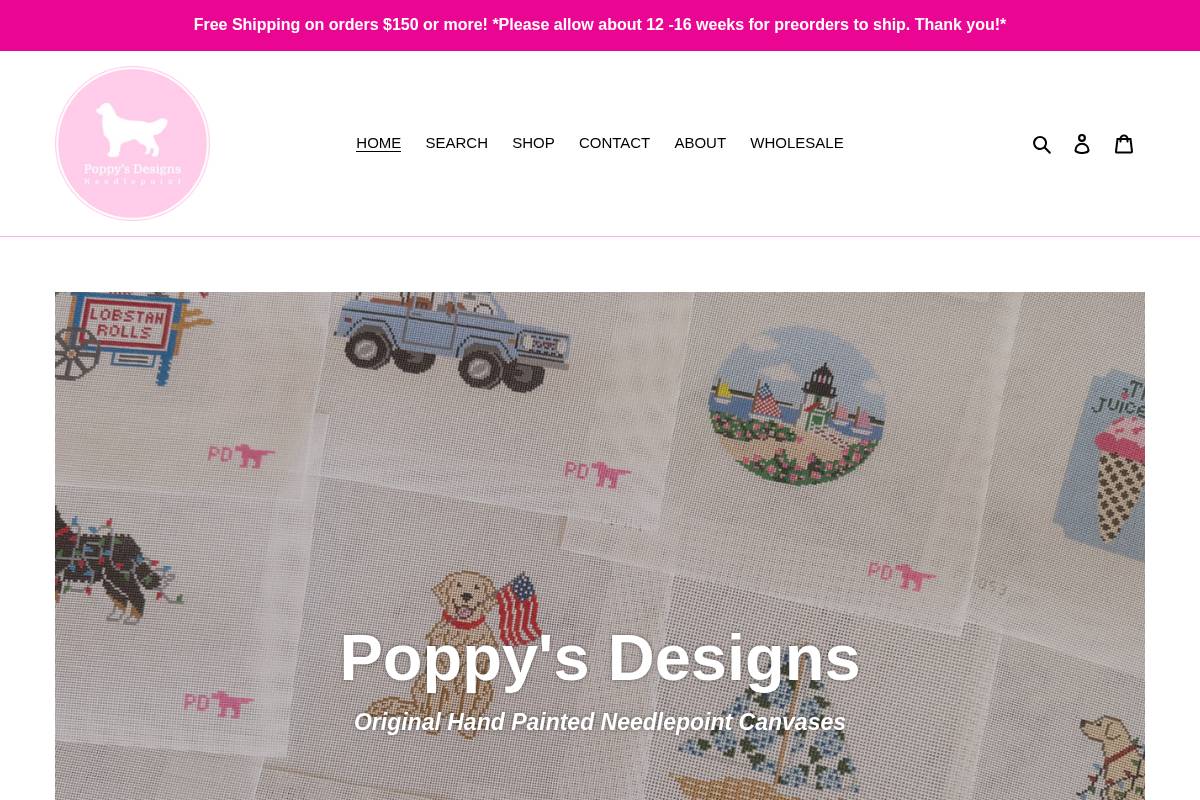 poppysdesignsneedlepoint.com homepage screenshot