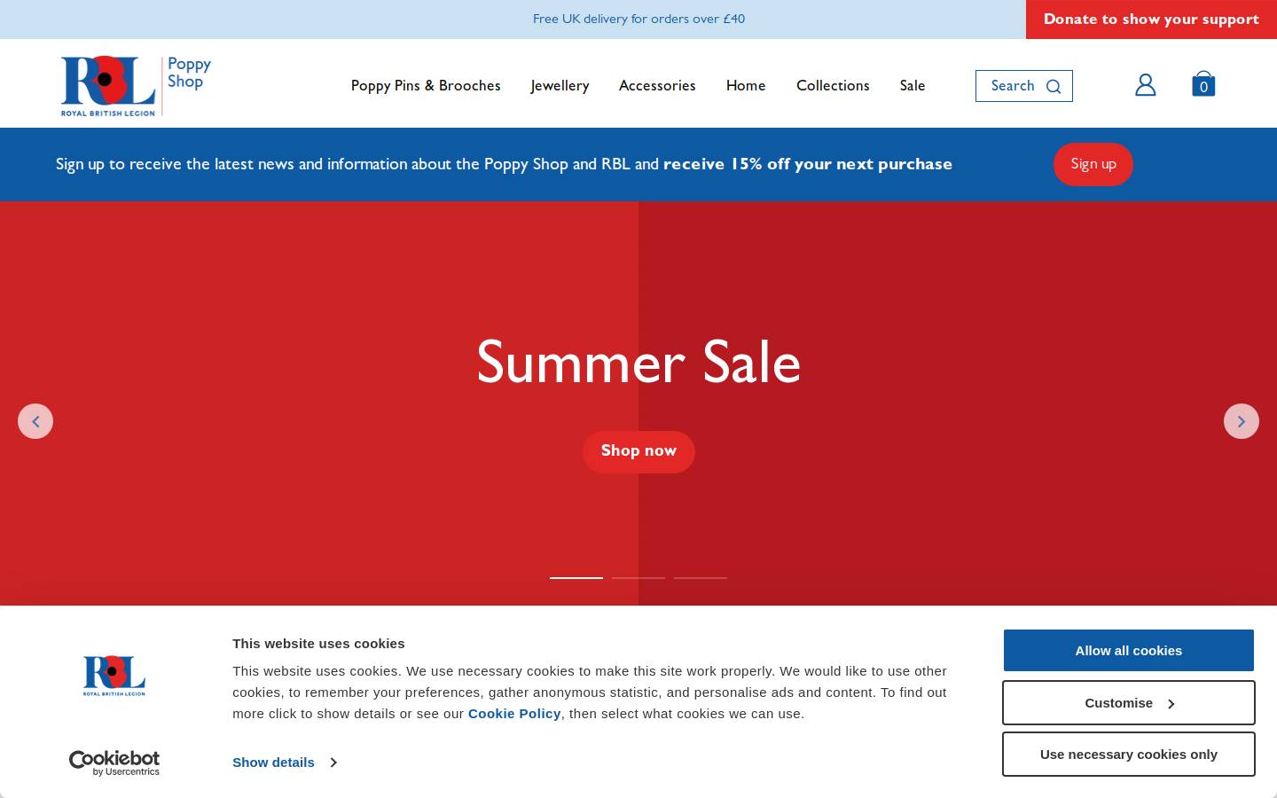 Royal British Legion homepage screenshot