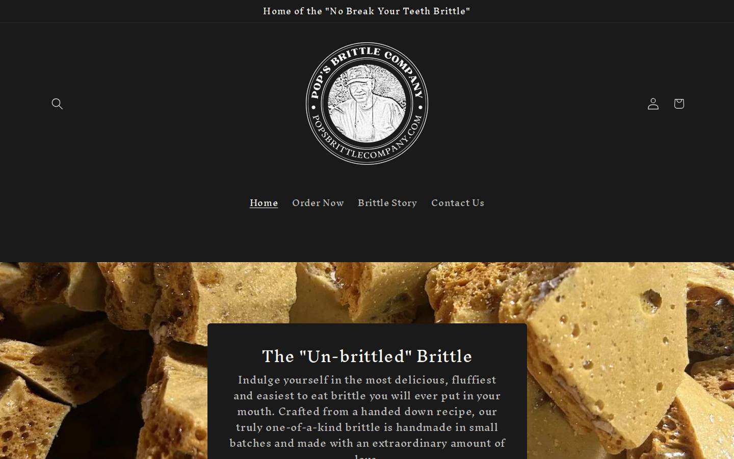 popsbrittlecompany.com homepage screenshot